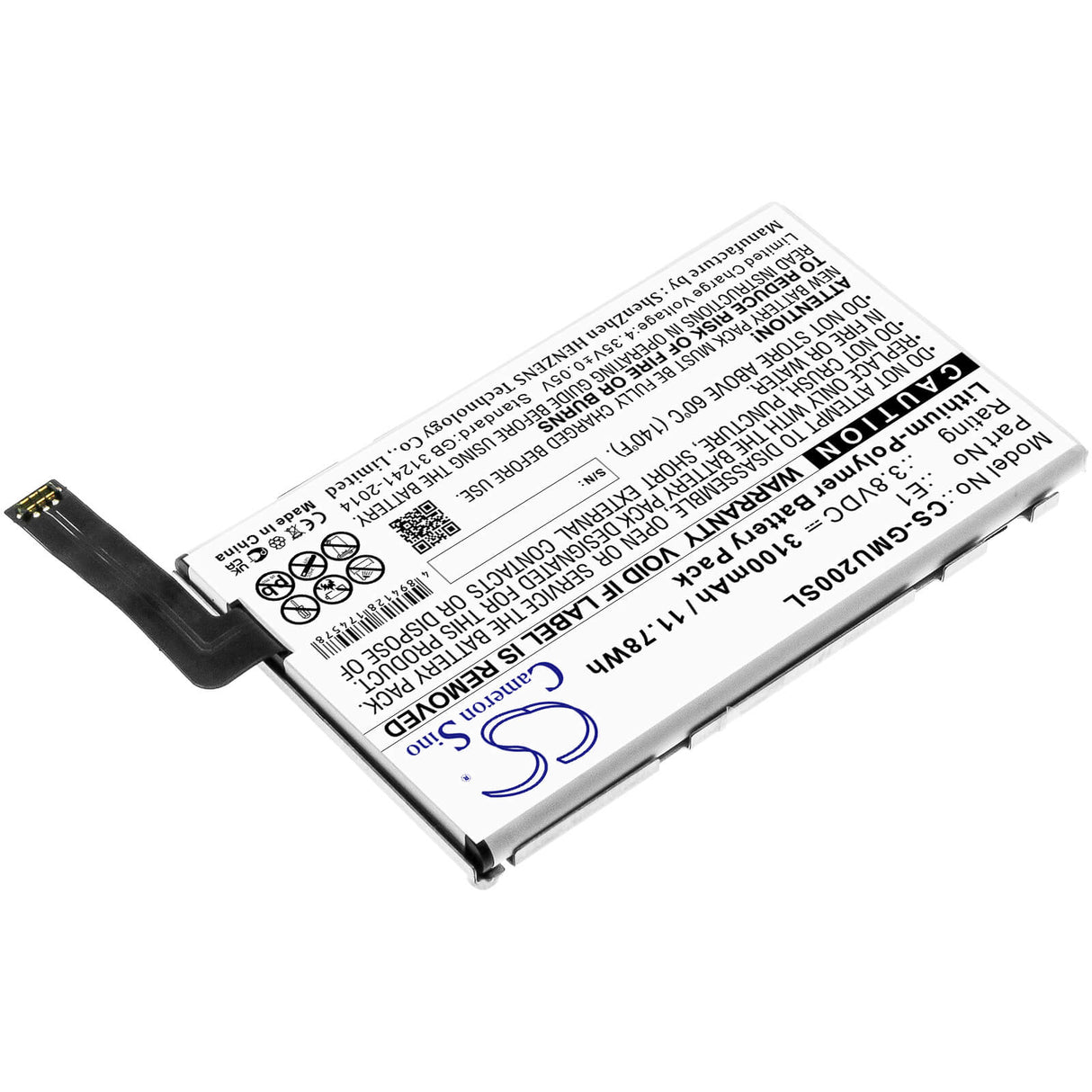 3,8V, Li-Polymère, 3100mAh, Batterie Hotspot compatible avec Glocalme, E1, Glmu18a02, 11,78Wh Hotspot Cameron Sino Technology Limited