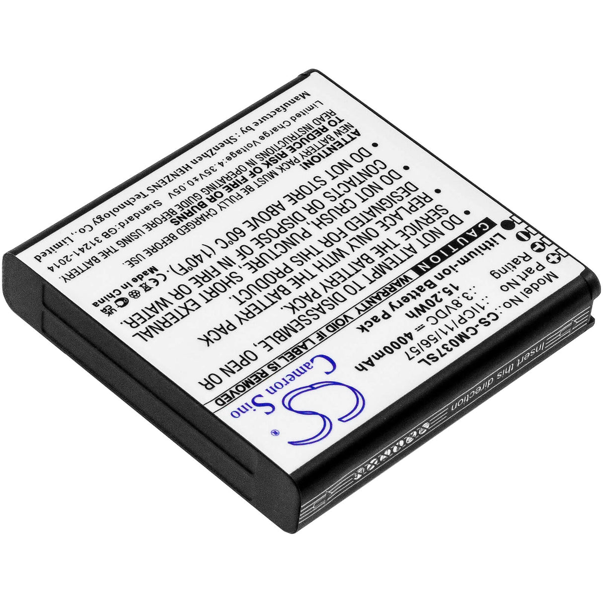 3,8V, Li-ion, 4000mAh, Batterie Pack batterie convient aux Packs de Batterie Personnalisés, (V1), 1icp/11/56/57, 15,2Wh Batterie Pack Cameron Sino Technology Limited