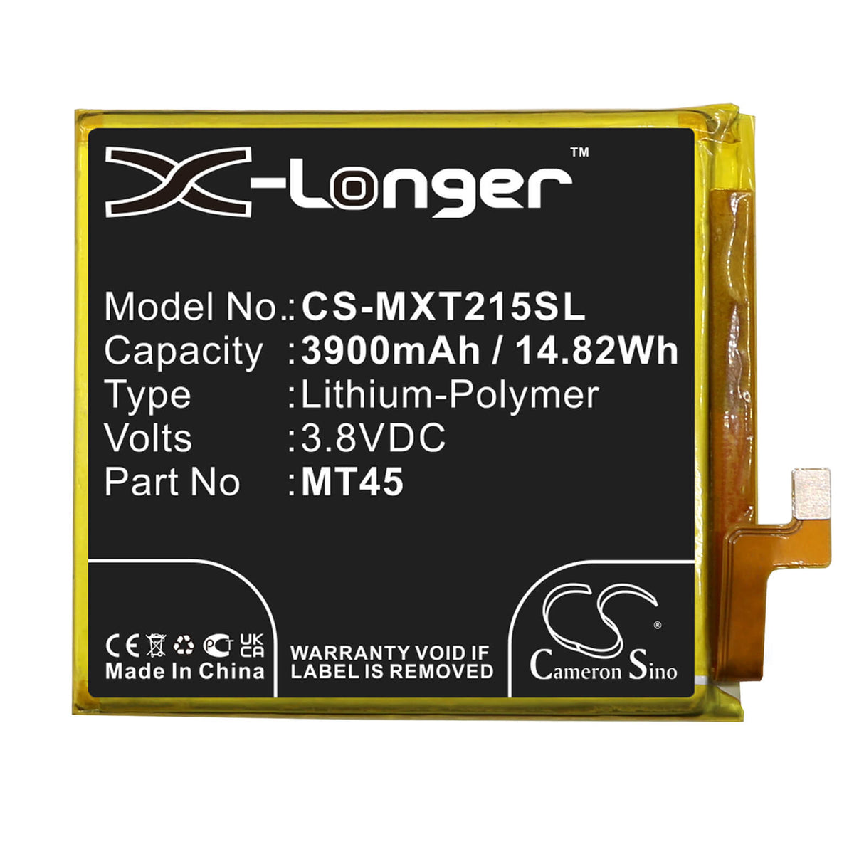 3.8V, Li-Polymer, 3900mAh, SmartPhone battery fits Motorola, Mt45, Edge 20 Pro, Edge 20 Pro 5g, 14.82Wh Mobile, SmartPhone Cameron Sino Technology Limited (Smartphone)