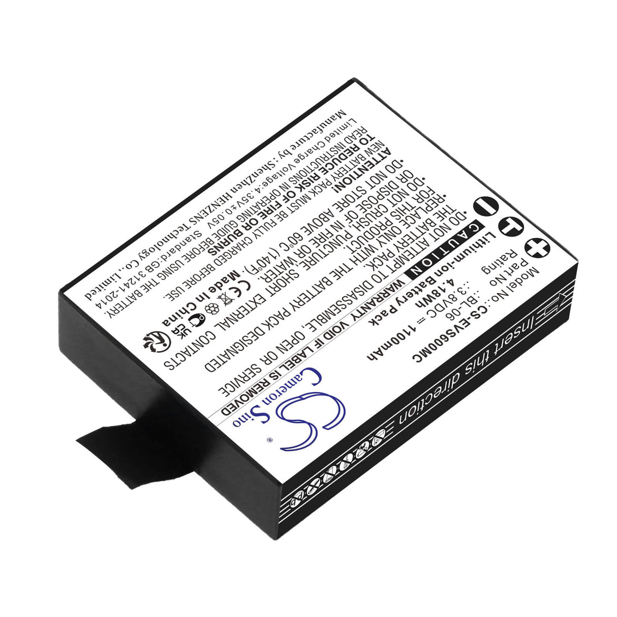 3.8V, Li-ion, 1100mAh, Camera battery fits Ezviz, Bl-06, S1c, S2, 4.18Wh Camera Cameron Sino Technology Limited (Camera)