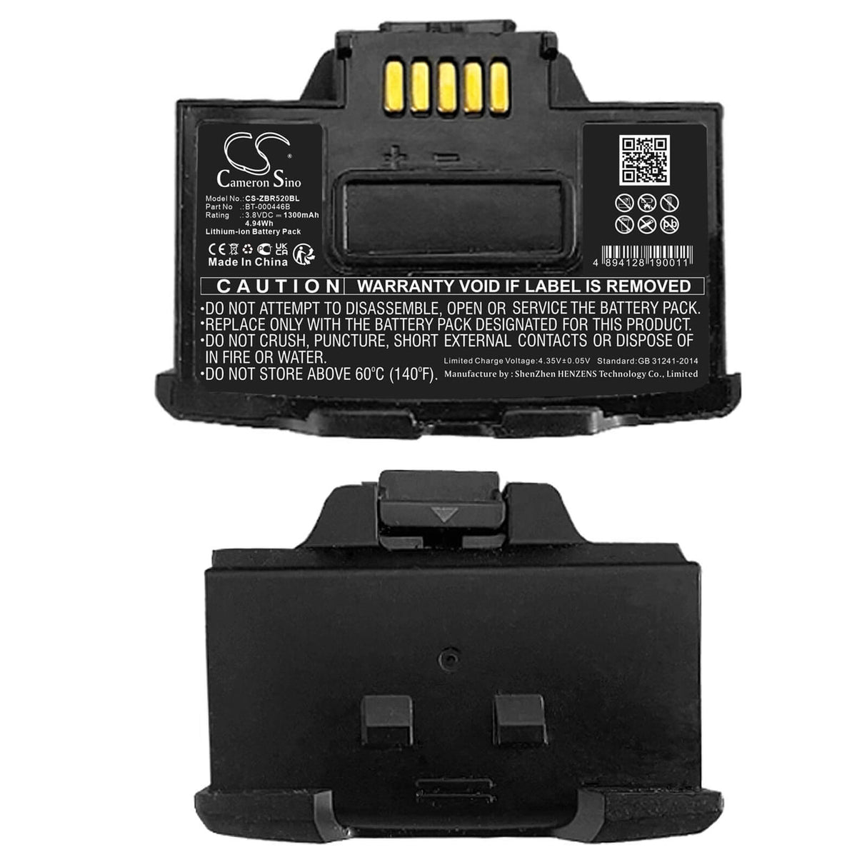 3.8v, Li-ion, 1300mah , Barcode Scanner Battery Fits Zebra Wr50, Ws50, Ws5001, 4.94wh Barcode Scanner Cameron Sino Technology Limited