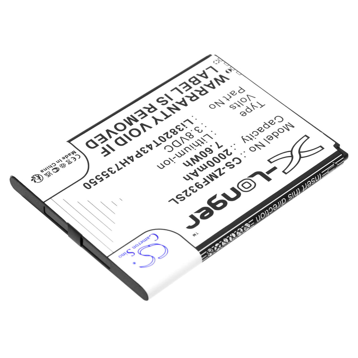 3.8V, Li-ion, 2000mAh, Hotspot battery fits Zte, Li3820t43p4h735550, Wifi5 Mf932, 7.60Wh Hotspot Cameron Sino Technology Limited
