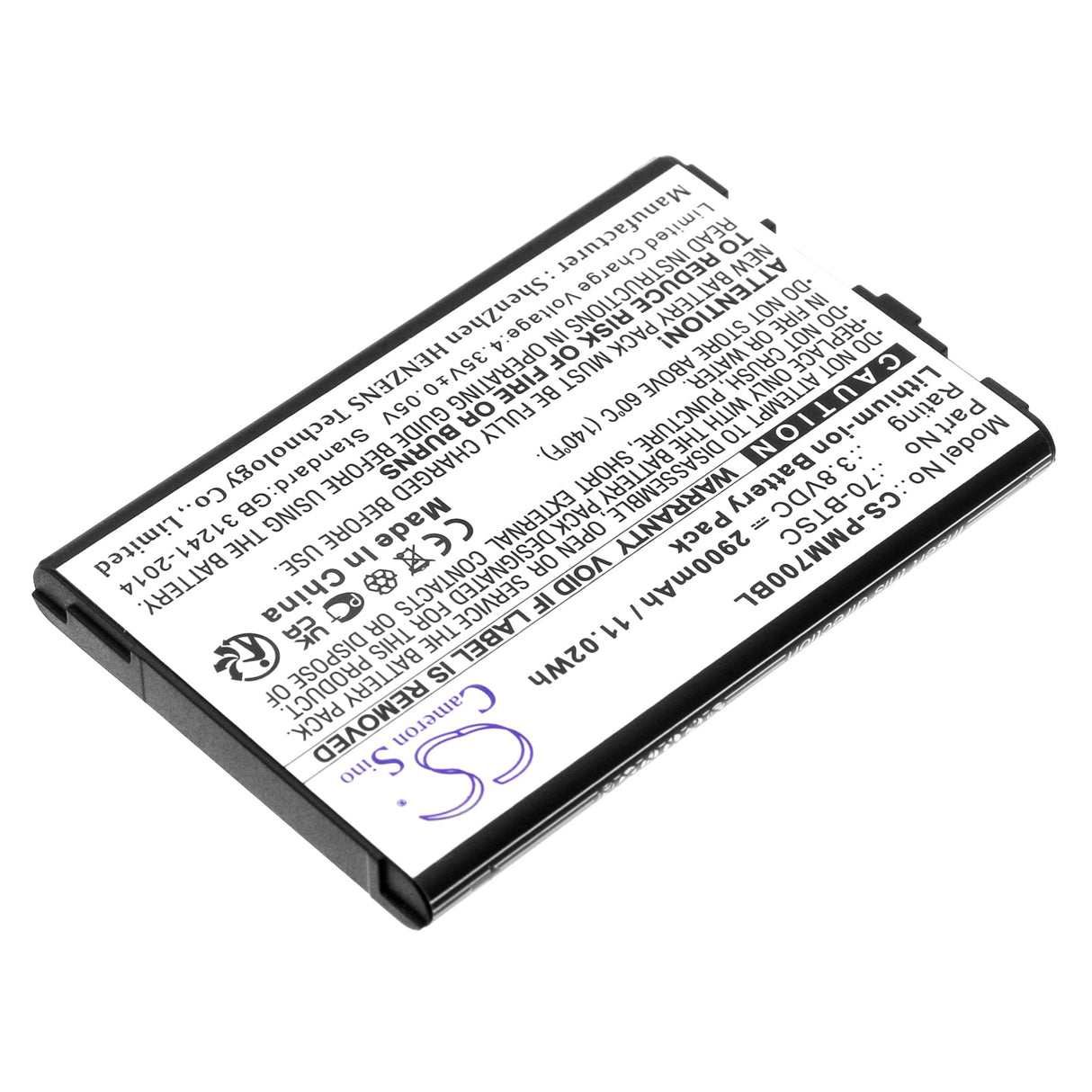 3.8V, Li-ion, 2900mAh, Barcode Scanner battery fits Point Mobile, Pm70, 11.02Wh Barcode Scanner Cameron Sino Technology Limited