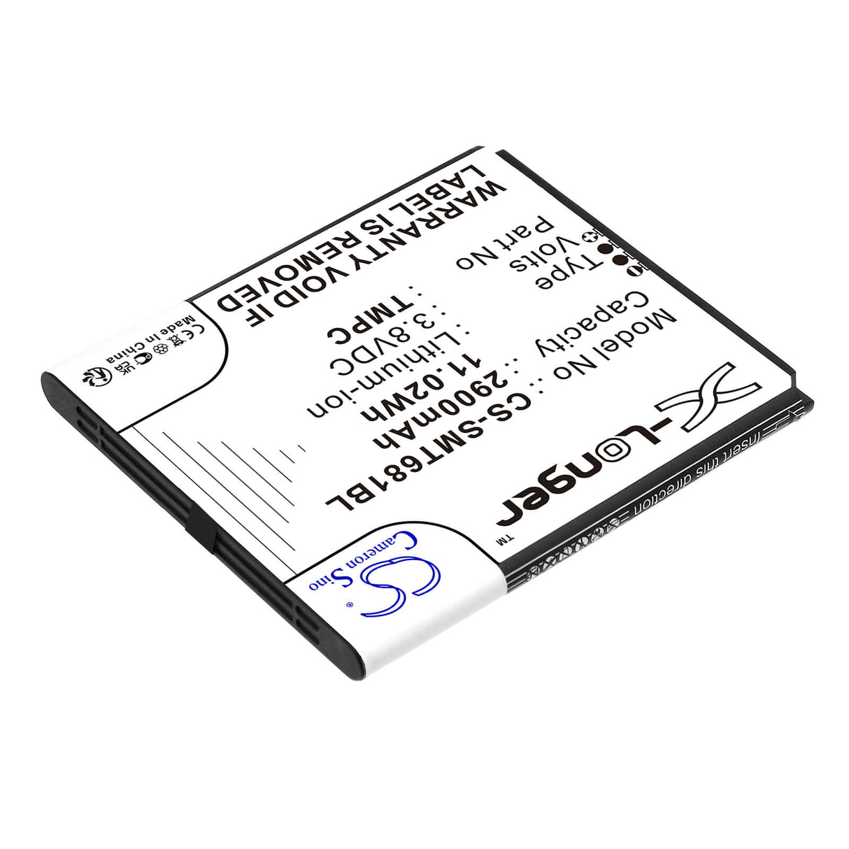 3,8V, Li-ion, 2900mAh, batterie de terminal de paiement compatible avec Sunni, Tmpc, P2 Lite Se, T6810, 11,02Wh Terminal de paiement Cameron Sino Technology Limited