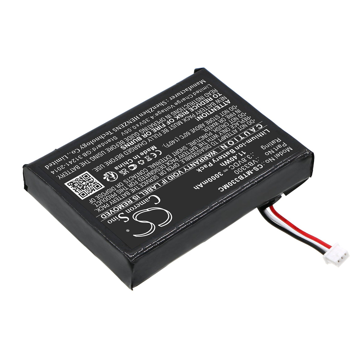 3.8V, Li-ion, 3000mAh, Battery fits Motorola, Vb400, Vb400 Body Camera, 11.40Wh Body Camera Cameron Sino Technology Limited
