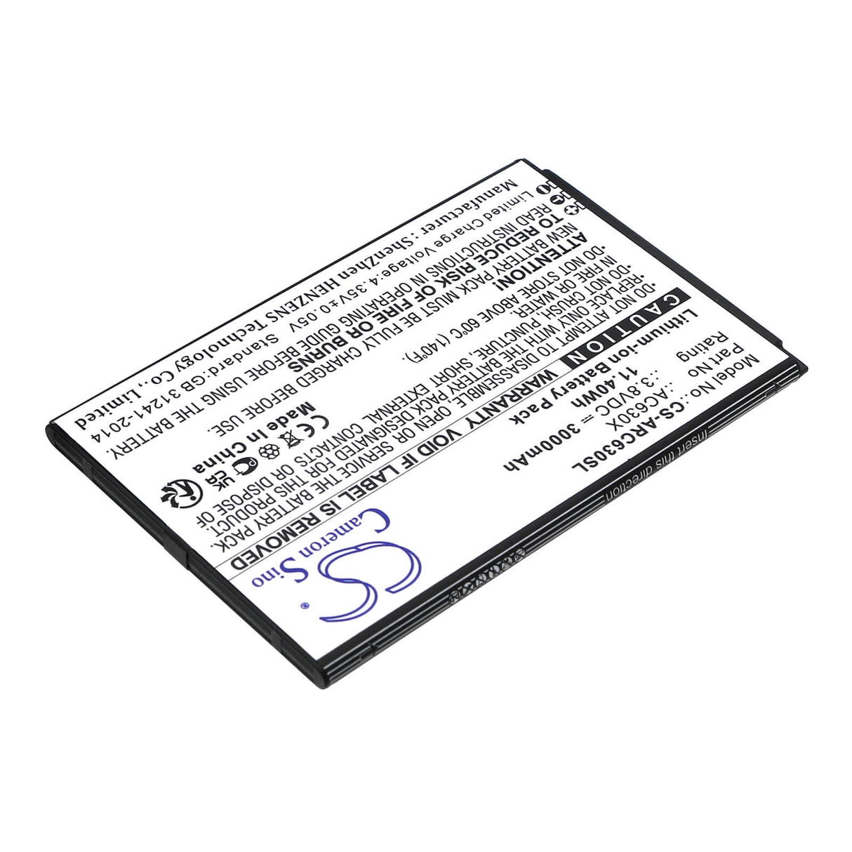 3.8V, Li-ion, 3000mAh, SmartPhone battery fits Archos, Ac630x, Oxygen 63, 11.4Wh Mobile, SmartPhone Cameron Sino Technology Limited (Smartphone)