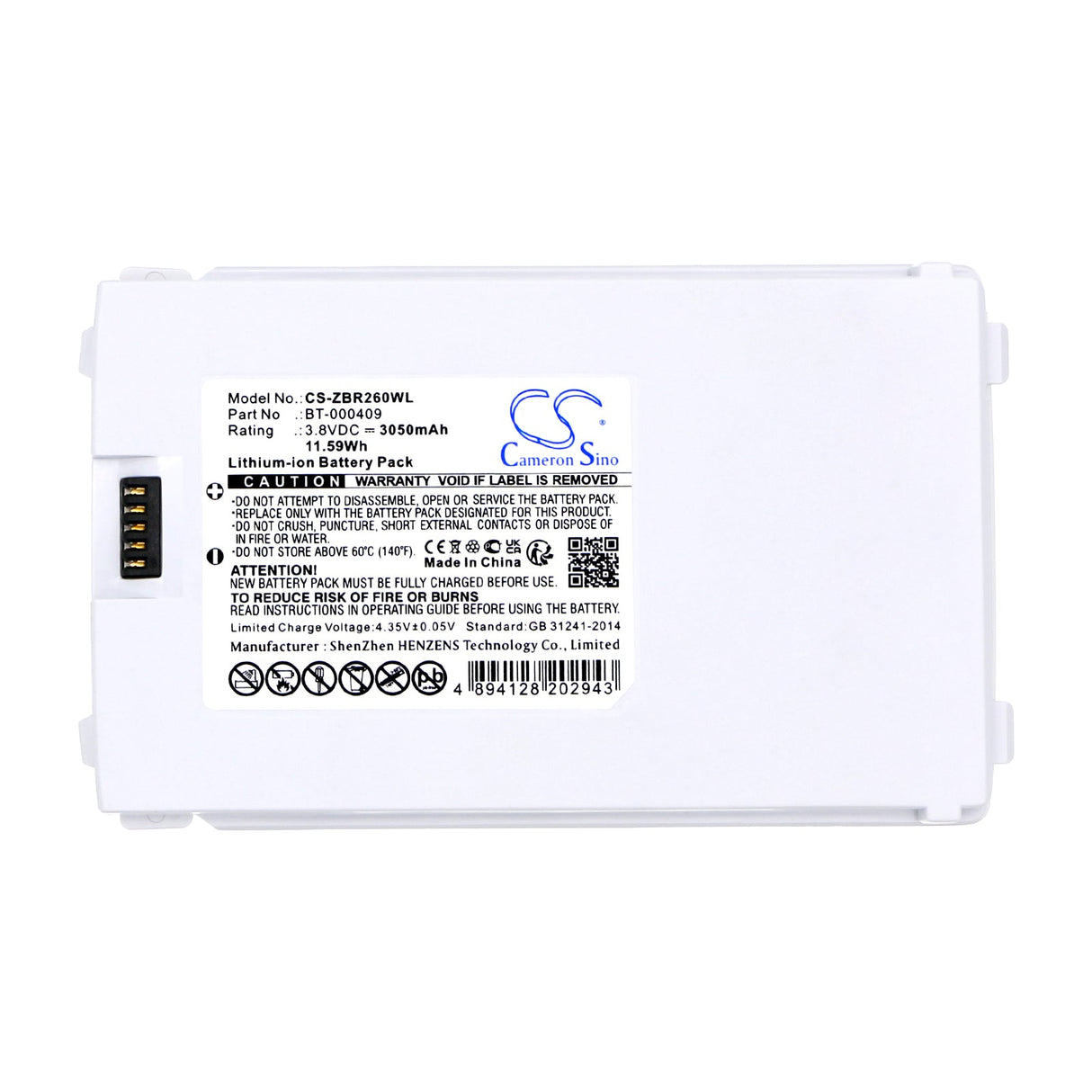 3.8v, Li-ion, 3050mah, Barcode scanner battery Fits Zebra Tc21, Tc210, 11.59wh Barcode Scanner Cameron Sino Technology Limited