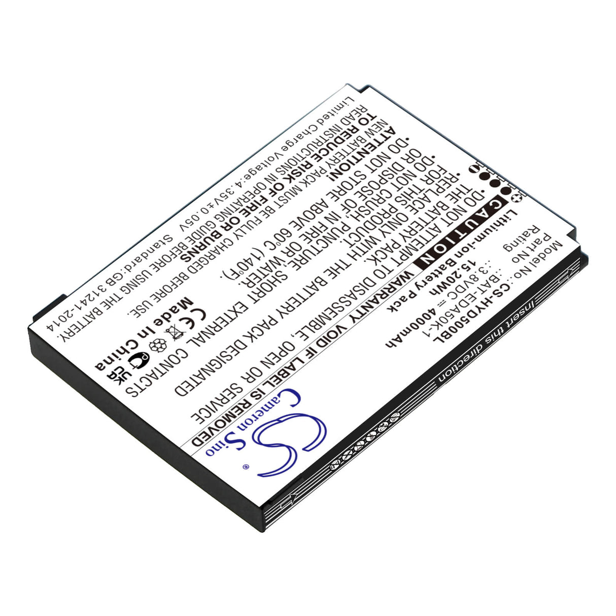 3.8v, Li-ion, 4000mah, Barcode Scanner Battery Fits Honeywell, Eda50k, Scanpal 50, 15.20wh Barcode Scanner Cameron Sino Technology Limited