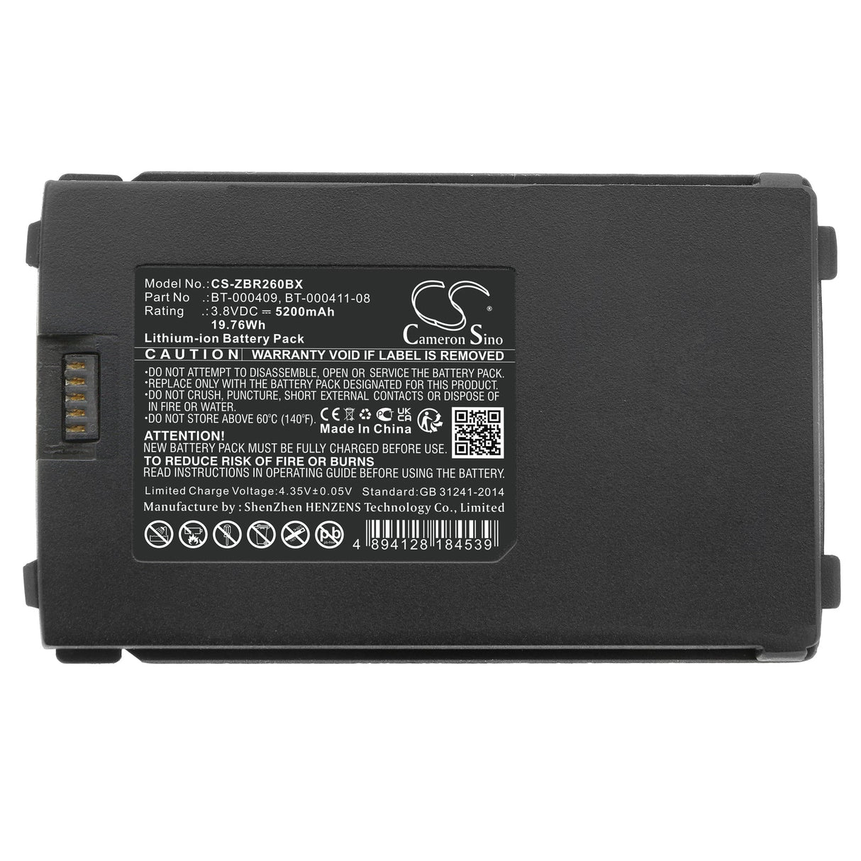 3.8V, Li-ion, 5200mAh Barcode Scanner Battery fits Zebra, Tc21, Tc210, 19.76Wh Barcode Scanner Cameron Sino Technology Limited