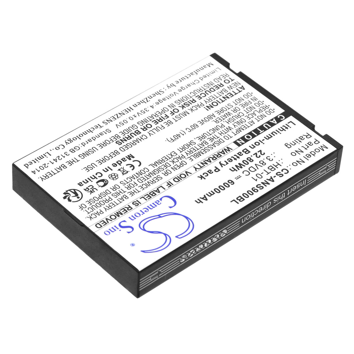3,8V, Li-ion, 6000mAh, batterie de terminal de paiement compatible avec Aisino, Hbt-01, A90, 22,80Wh Terminal de paiement Cameron Sino Technology Limited