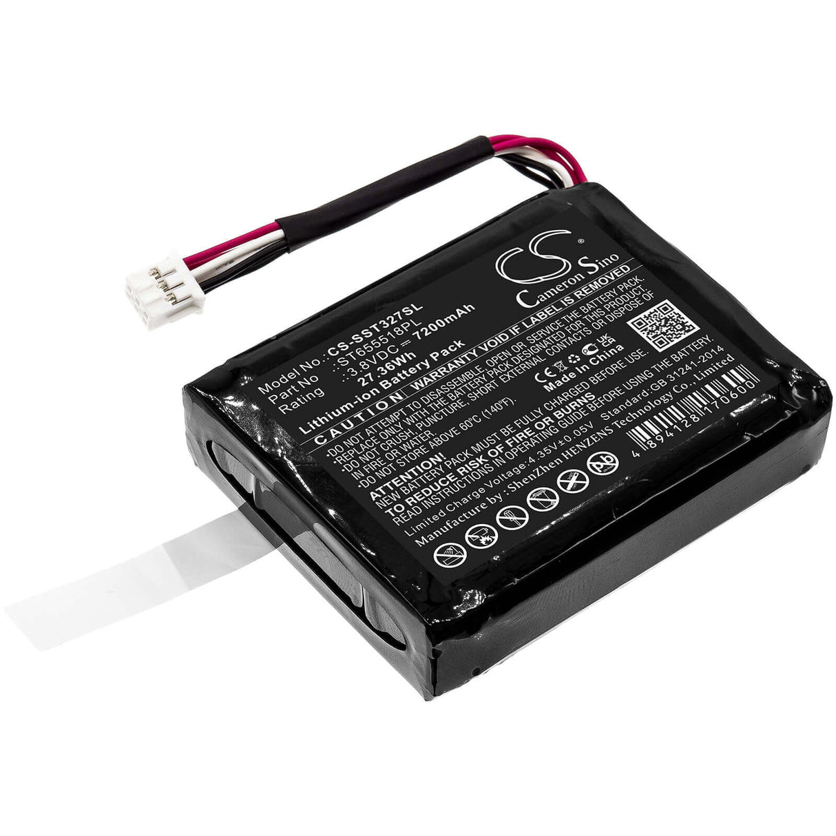 3.8V, Li-ion, 7200mAh, Equipment battery fits Senter, St655518pl, ST103, St327, 27.36Wh Equipment, Survey, Test Cameron Sino Technology Limited
