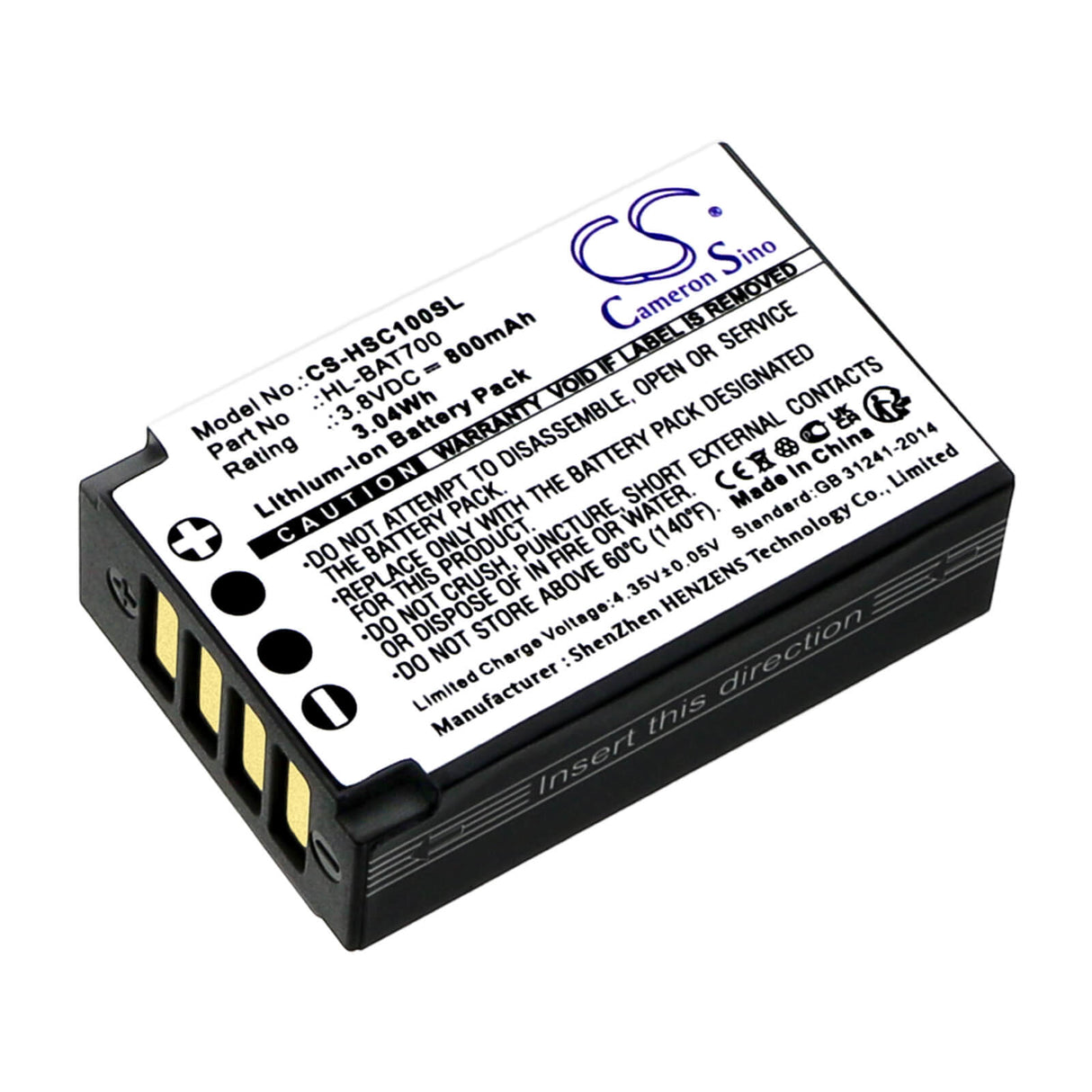 3.8V, Li-ion, 800mAh, Headset battery fits Hollyland, Hl-bat700, Solidcom C1, Solidcom C1 Pro, 3.04Wh Wireless Headset Cameron Sino Technology Limited