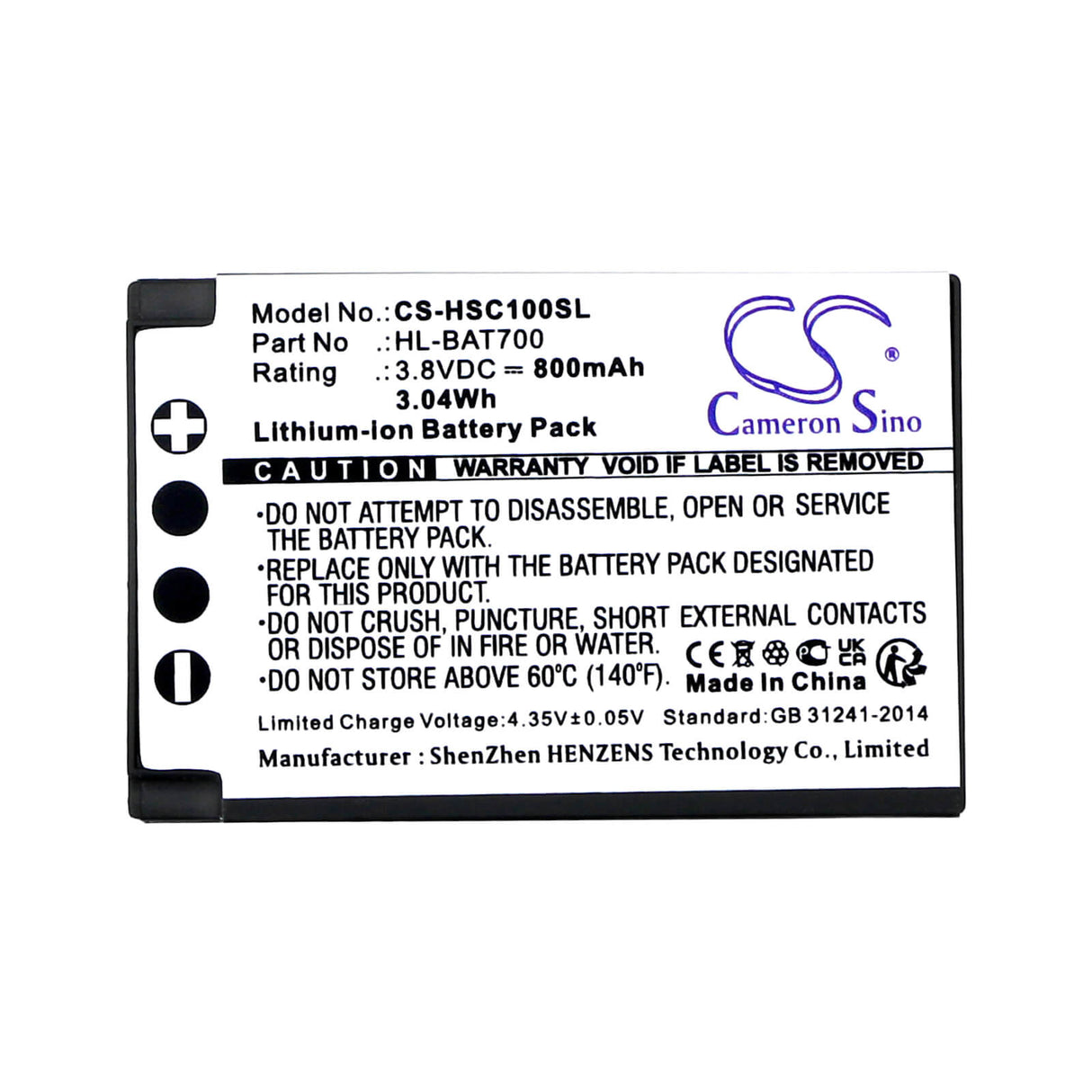 3.8V, Li-ion, 800mAh, Headset battery fits Hollyland, Hl-bat700, Solidcom C1, Solidcom C1 Pro, 3.04Wh Wireless Headset Cameron Sino Technology Limited