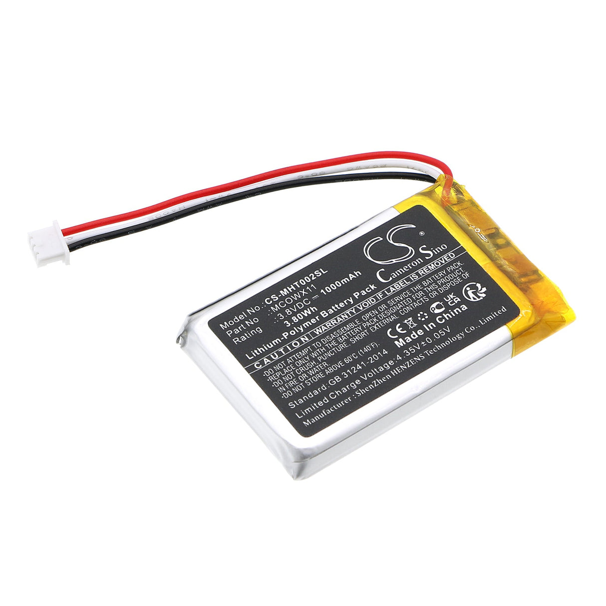 3.8v, Li-polymer, 1000mah, Headset Battery Fits Microsoft Tll-00002, 3.80wh Wireless Headset Cameron Sino Technology Limited