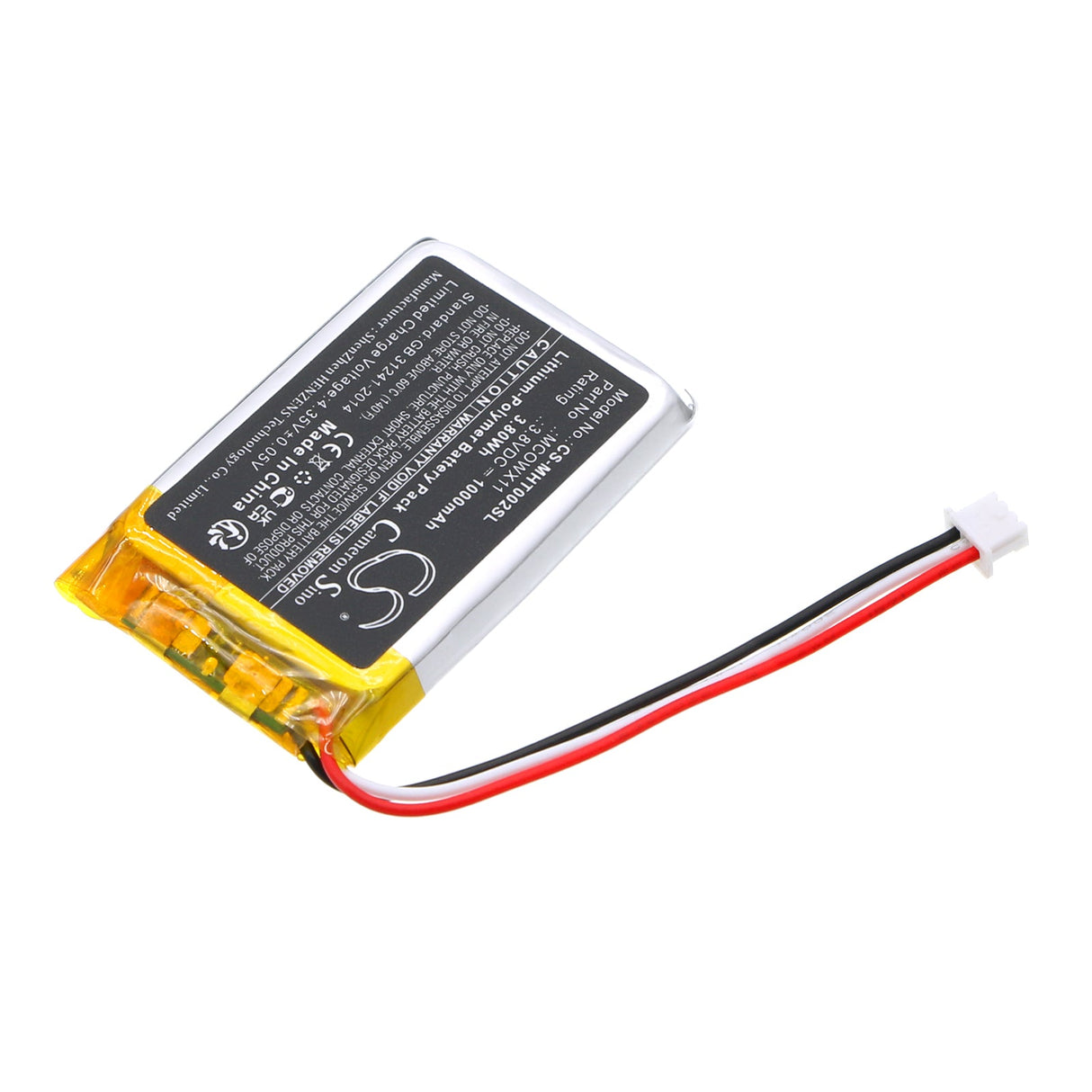 3.8v, Li-polymer, 1000mah, Headset Battery Fits Microsoft Tll-00002, 3.80wh Wireless Headset Cameron Sino Technology Limited