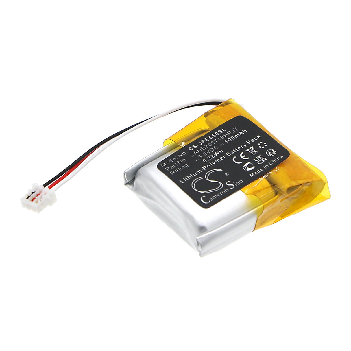 3.8V, Li-Polymer, 100mAh, Headset Battery Fits Jabra, Engage 65 Convertible, Engage 75 Convertible, 0.38Wh Wireless Headset Cameron Sino Technology Limited