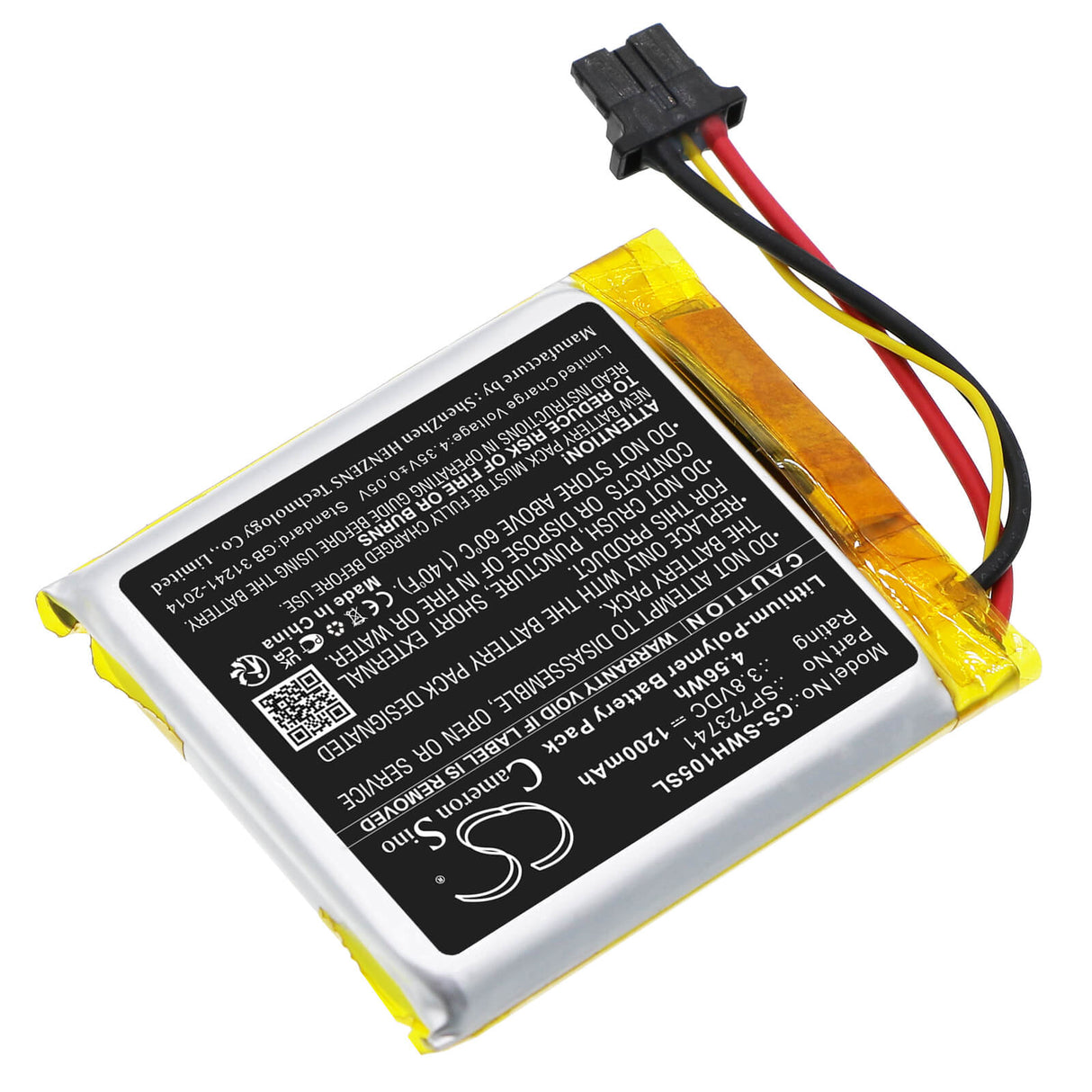 3.8V, Li-Polymer, 1200mAh, Headset battery fits Sony, Sp723741, Wf-1000xm5, Wh-1000xm5, 4.56Wh Wireless Headset Cameron Sino Technology Limited
