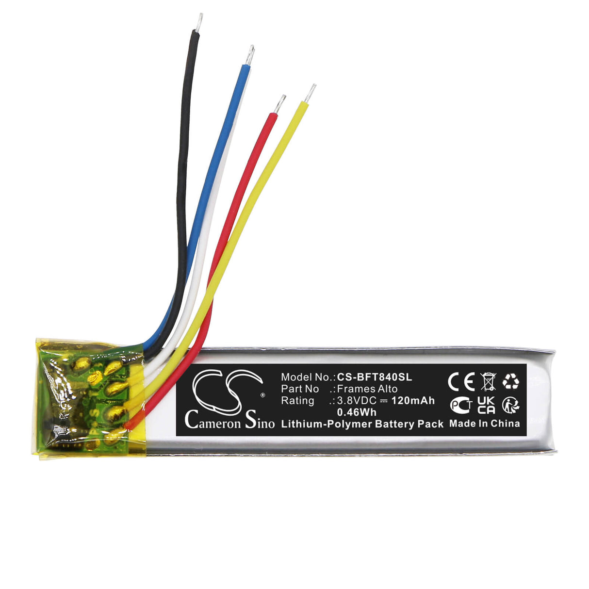 3.8v, Li-polymer, 120mah, Battery Fits Bose, 840667-0100, Frames Alto, 0.46wh 3D Glasses Cameron Sino Technology Limited