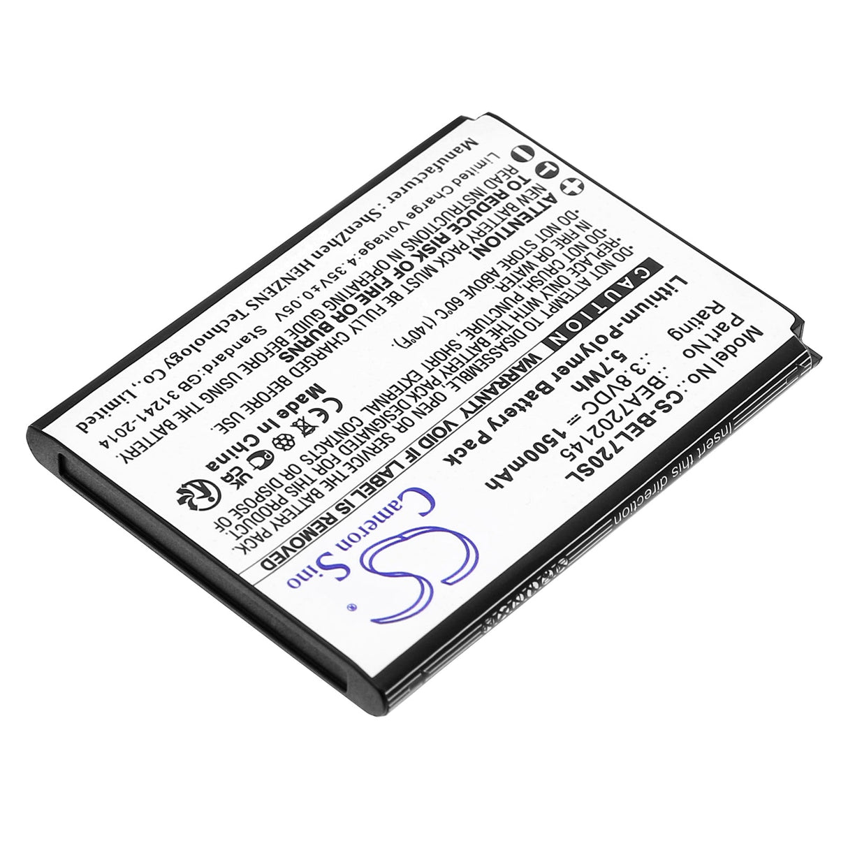 3.8V, Li-Polymer, 1500mAh, SmartPhone battery fits Bea-fon, Bea7202145, Sl720, Sl720i, 5.7Wh Mobile, SmartPhone Cameron Sino Technology Limited (Smartphone)