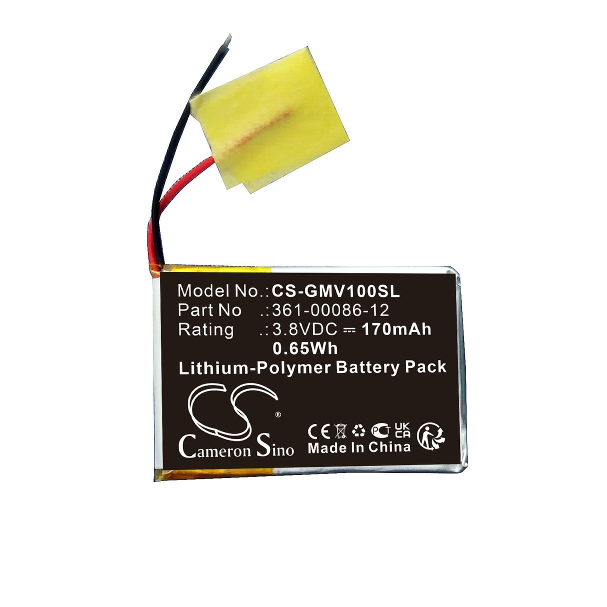3.8V, Li-Polymer, 170mAh, Smartwatch Battery fits Garmin, Femix 6s Pro, Venu, 0.65Wh Smartwatch Cameron Sino Technology Limited