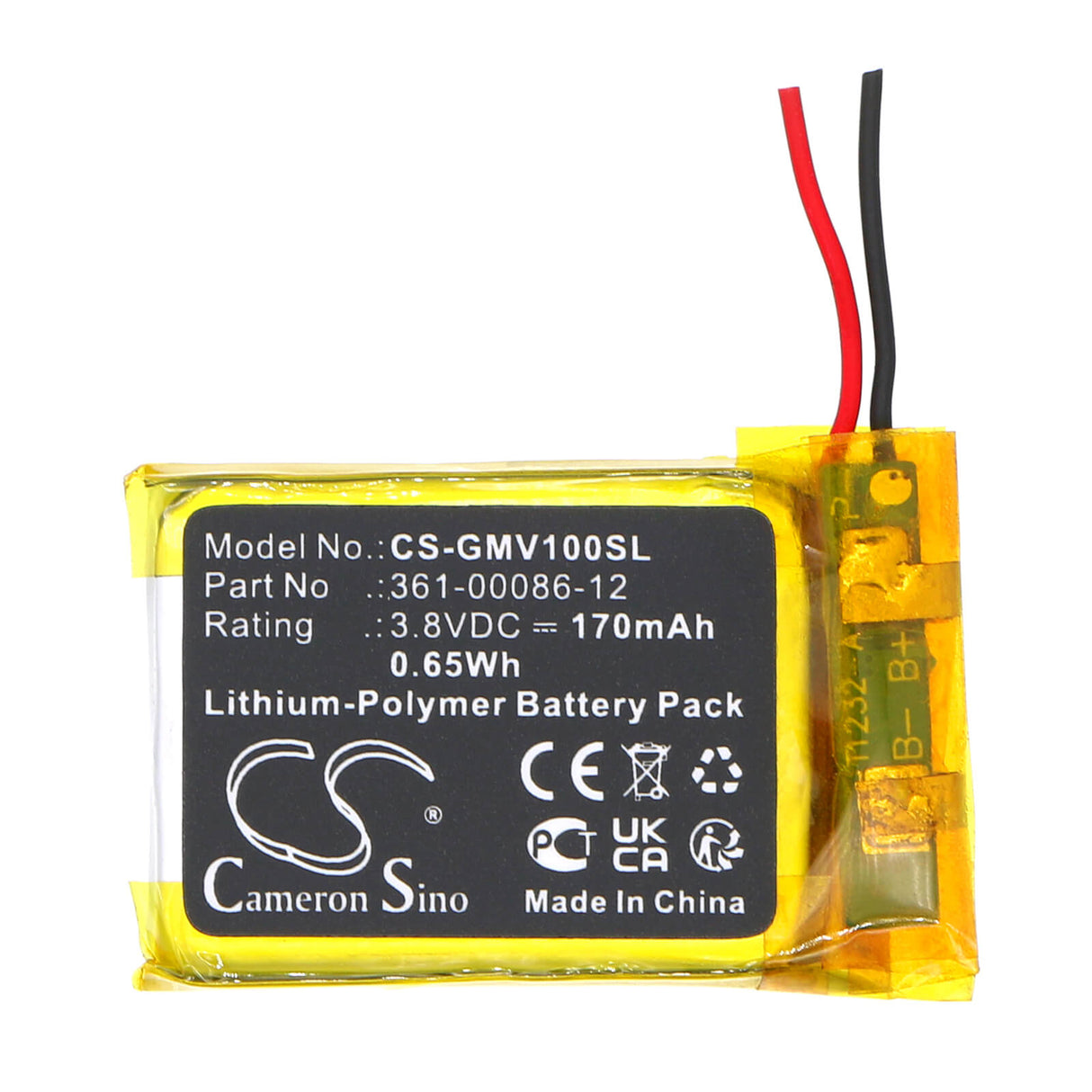 3.8V, Li-Polymer, 170mAh, Smartwatch Battery fits Garmin, Femix 6s Pro, Venu, 0.65Wh Smartwatch Cameron Sino Technology Limited