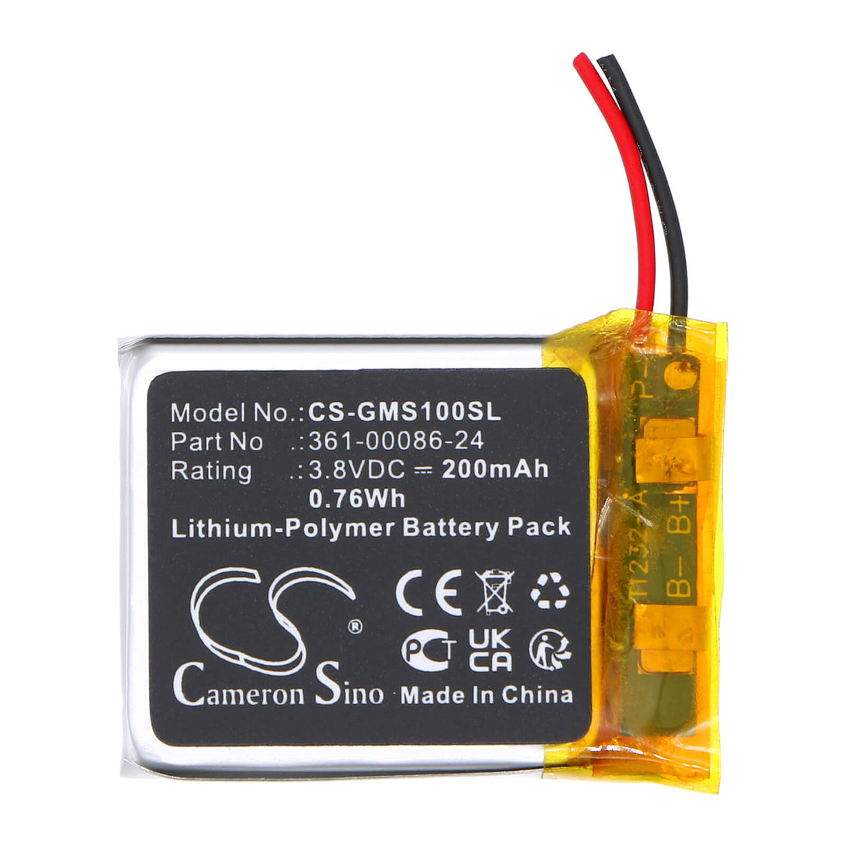 3.8V, Li-Polymer, 200mAh, Smartwatch Battery fits Garmin, Instinct Solar Gps, 0.76Wh Smartwatch Cameron Sino Technology Limited