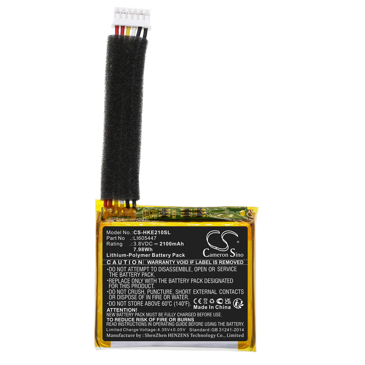3.8V, Li-Polymer, 2100mAh, Batterie de haut-parleur compatible avec Harman/kardon, Esquire Mini 2, 7.98Wh Haut-parleur Cameron Sino Technology Limited