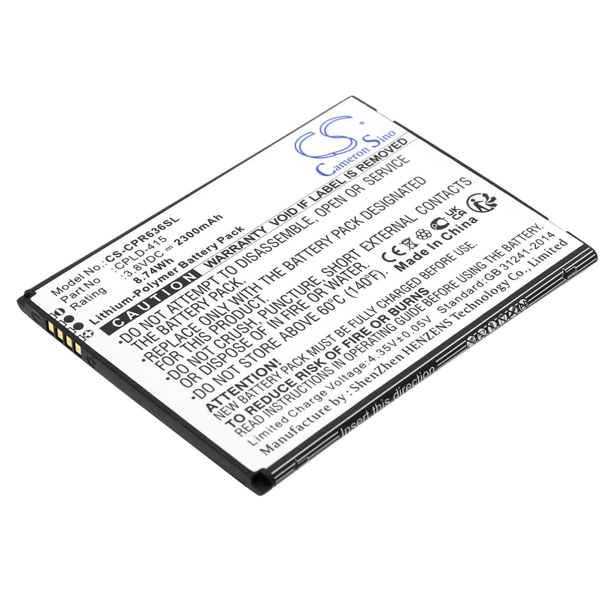 3.8V, Li-Polymer, 2300mAh, SmartPhone battery fits Coolpad, Cpld-415, Btr3636ab, Canvas, 8.74Wh Mobile, SmartPhone Cameron Sino Technology Limited (Smartphone)