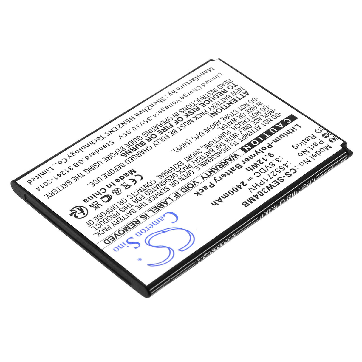 3.8v, Li-polymère, 2400mah, Batterie pour Babyphone compatible avec Samsung, Moniteur pour bébé Bright View, Brightview, 9.12wh BabyPhone Cameron Sino Technology Limited