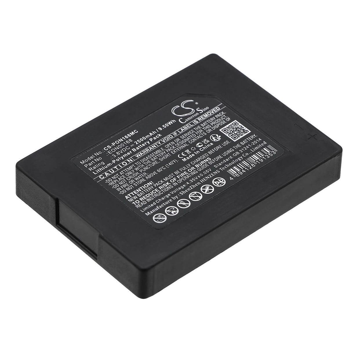 3,8v, Li-polymère, 2500mah, Batterie adaptée à Pyle, Ppbcm16, Ppbcm18, 9,50wh Caméra corporelle Cameron Sino Technology Limited
