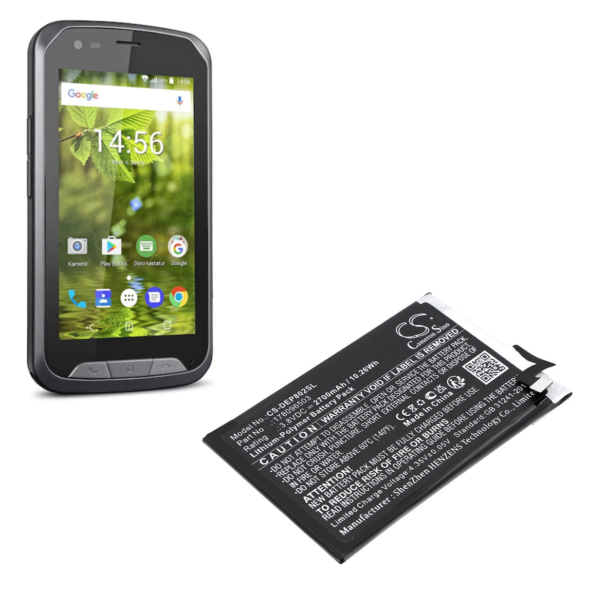 3.8V, Li-Polymer, 2700mAh, batterie de smartphone compatible avec Doro, 178096503, 8020x, 8020x Lte, 10.26Wh Mobile, Smartphone Cameron Sino Technology Limited (Smartphone)