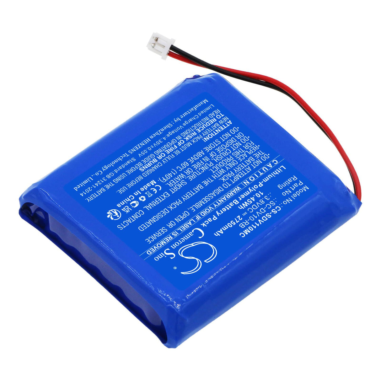 3,8v, Li-polymère, 2750mah, Batterie de caméra corporelle compatible avec Pyle, Prtppbcm22bat, 10,45wh Caméra corporelle Cameron Sino Technology Limited