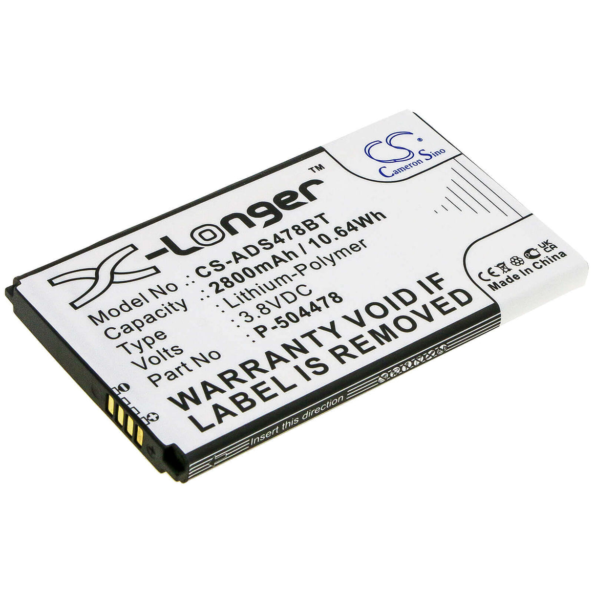 3.8v, Li-polymer, 2800mah, Alarm Battery Fits Adt, Command Secondary Color Touchs, 10.64wh Alarm System Cameron Sino Technology Limited