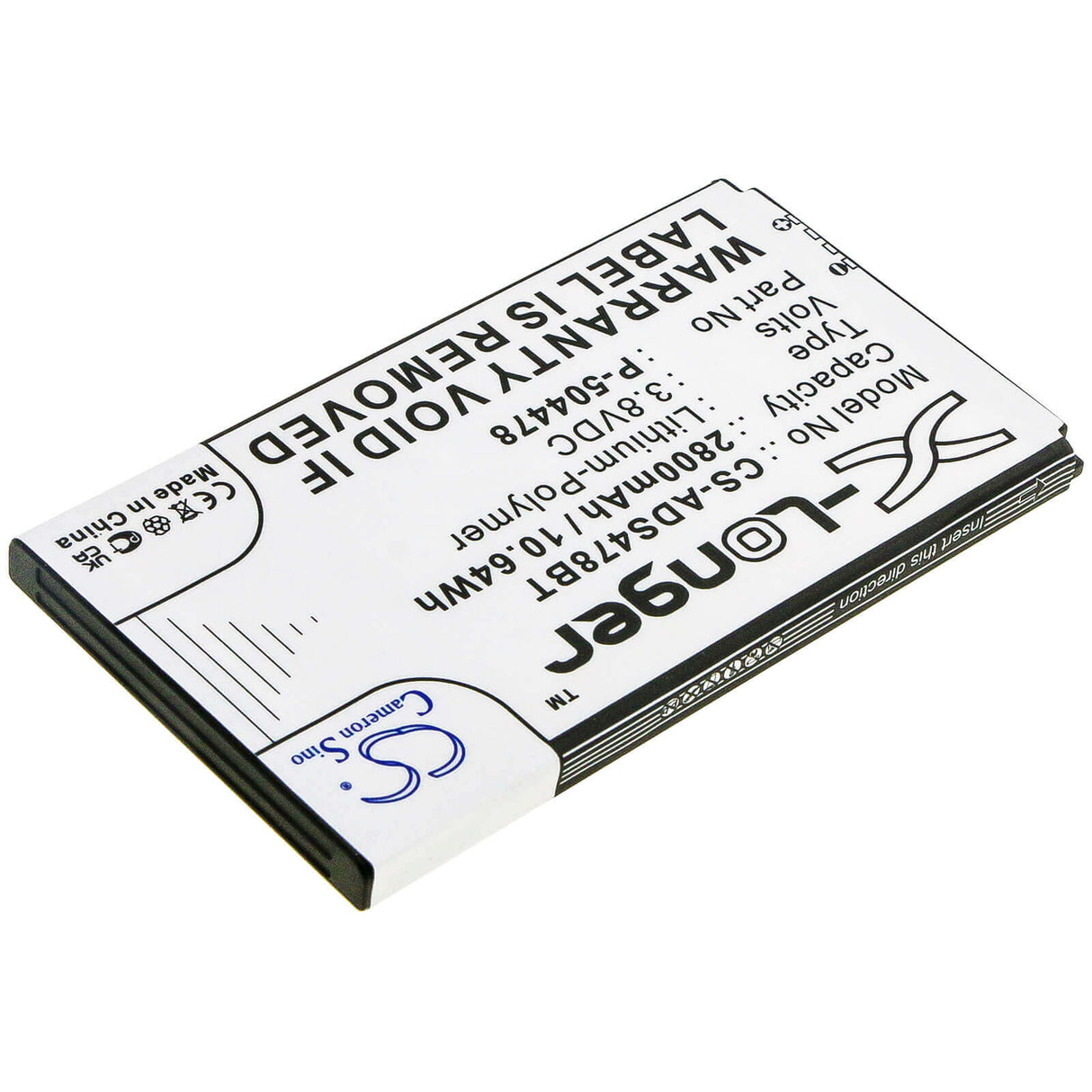 3.8v, Li-polymer, 2800mah, Alarm Battery Fits Adt, Command Secondary Color Touchs, 10.64wh Alarm System Cameron Sino Technology Limited