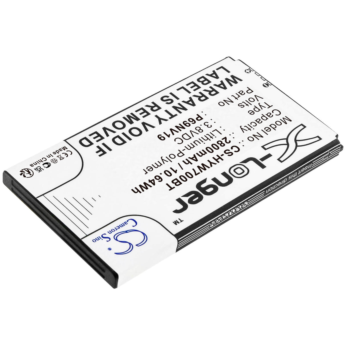 3.8v, Li-polymer, 2800mah, Alarm Battery Fits Honeywell & Adt, Wts700 Resideo 7" Wireless Sec, 10.64wh Alarm System Cameron Sino Technology Limited