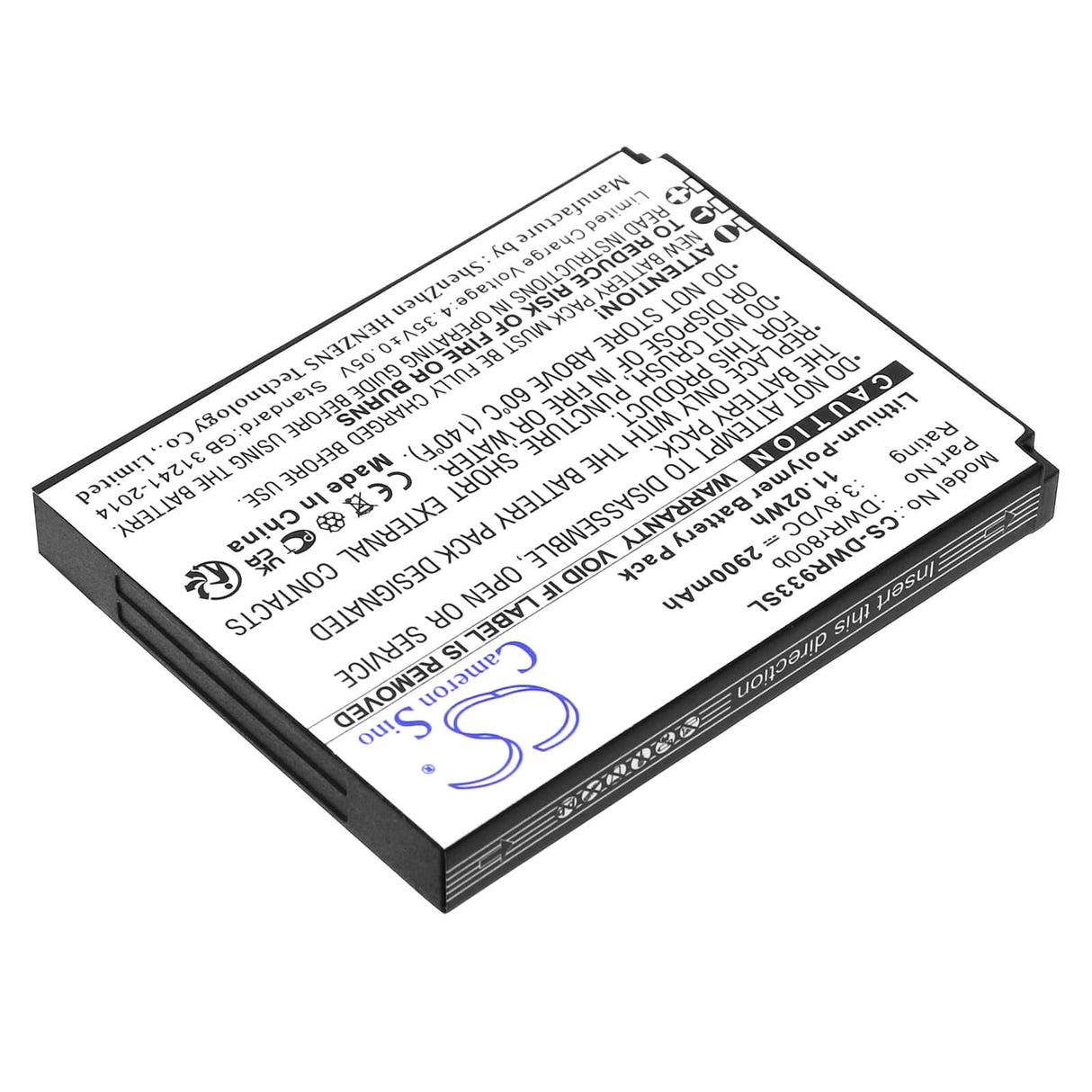 3.8V, Li-Polymer, 2900mAh, Hotspot battery fits D-link, 6bt-r800b-2901, Dwr-933 B1, 11.02Wh Hotspot Cameron Sino Technology Limited