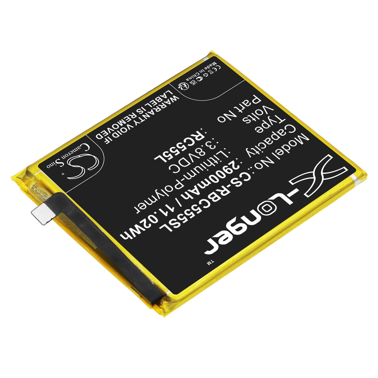 3,8V, Li-Polymer, 2900mAh, batterie de smartphone compatible avec Orbic, Rc555l, A1203, Orb555lbvzpp, 11,02Wh Mobile, Smartphone Cameron Sino Technology Limited (Smartphone)