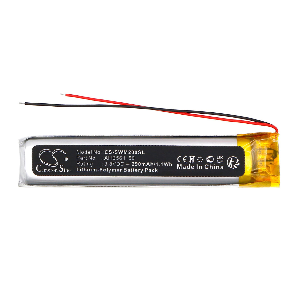 3.8V, Li-Polymer, 290mAh, Wireless Headset battery fits Sony, Wi-1000xm2, 1.1Wh Wireless Headset Cameron Sino Technology Limited
