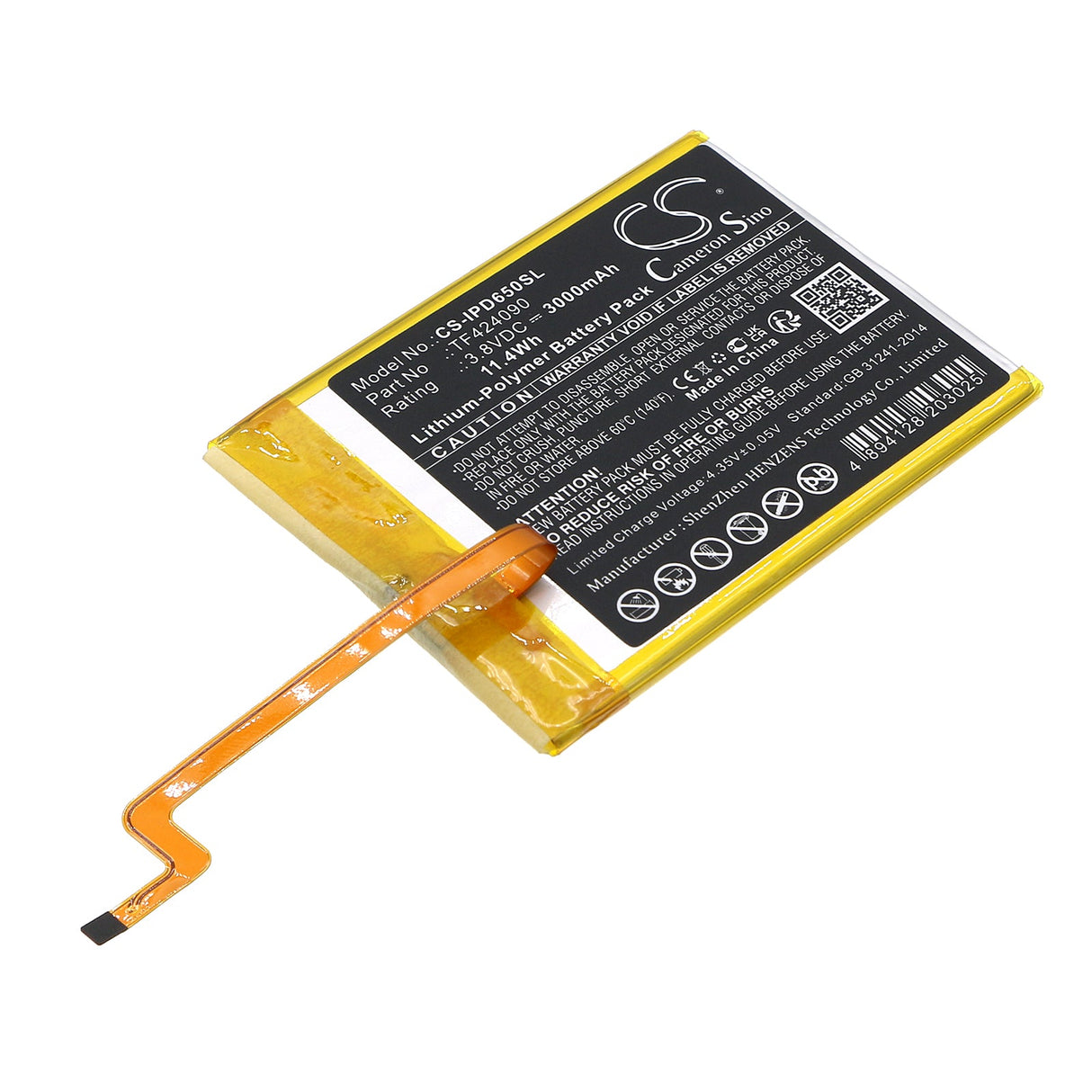 3.8V, Li-Polymer, 3000mAh, Media Player battery fits Apple, Tf424090, Ipod Video 5th 5.5 Gen 60gb, Ipod Video 5th 5.5 Gen 80gb If, 11.4Wh Media Player Cameron Sino Technology Limited