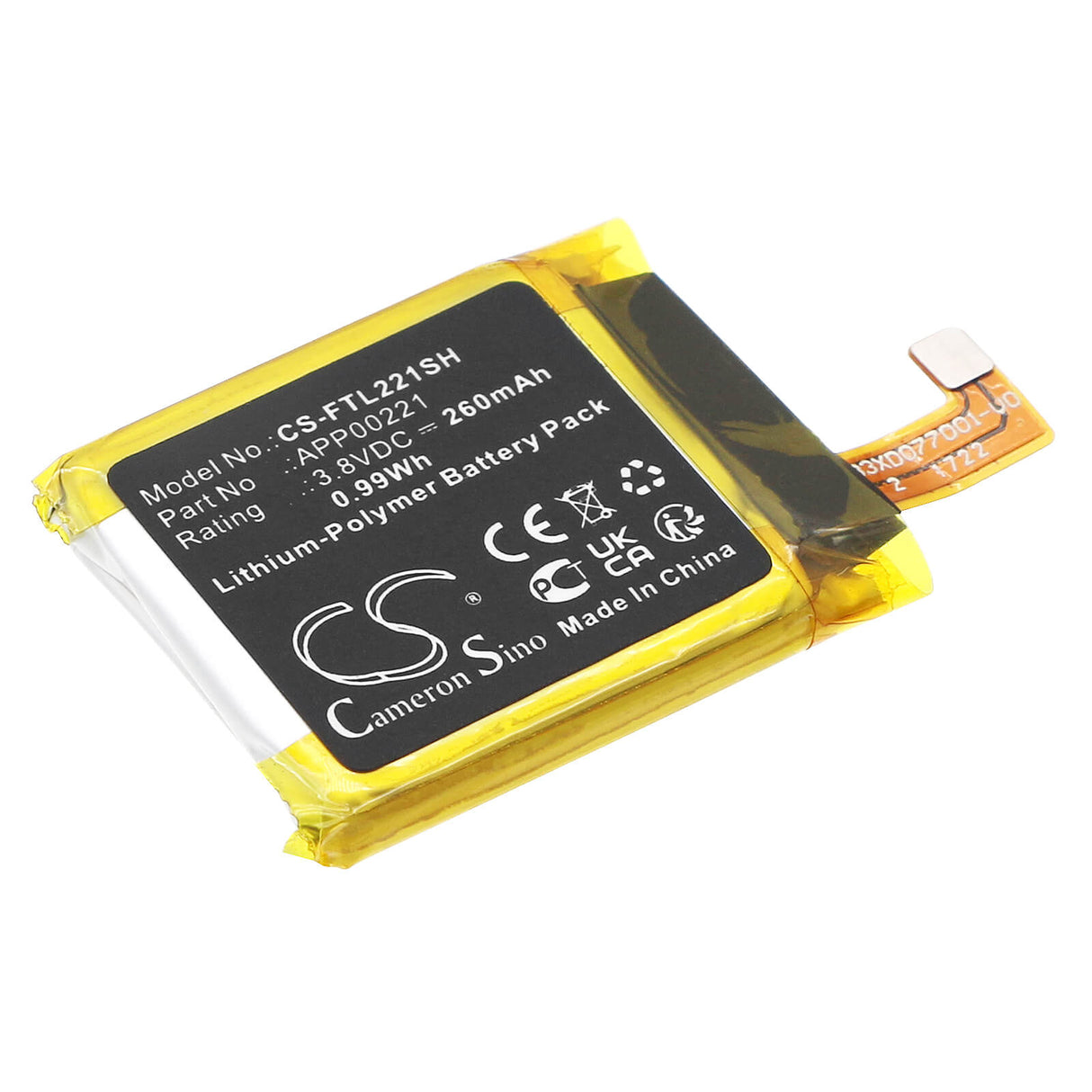3.8v, Li-polymer, 300mah, Smartwatch Battery Fits fossil App00221, 1.14wh Smartwatch Cameron Sino Technology Limited