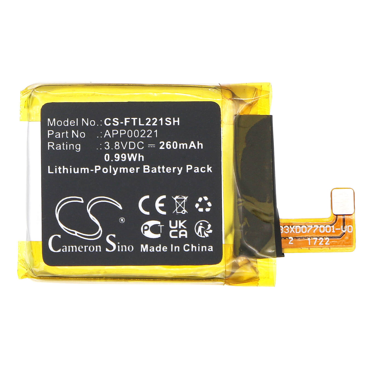 3.8v, Li-polymer, 300mah, Smartwatch Battery Fits fossil App00221, 1.14wh Smartwatch Cameron Sino Technology Limited