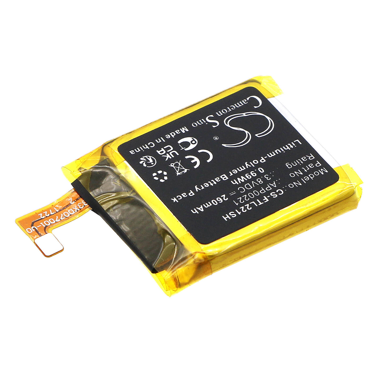 3.8v, Li-polymer, 300mah, Smartwatch Battery Fits fossil App00221, 1.14wh Smartwatch Cameron Sino Technology Limited