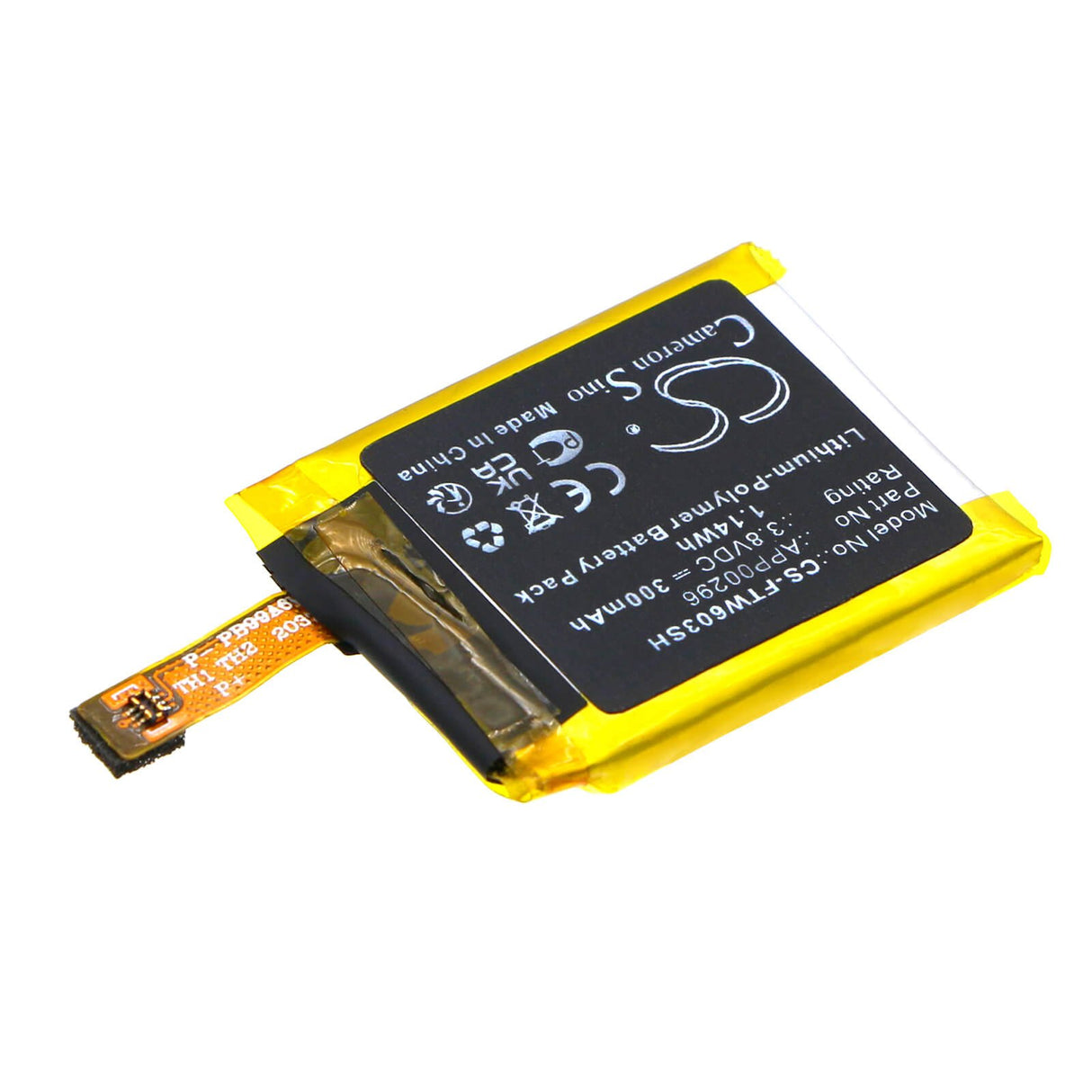 3,8v, Li-polymère, 300mah, Batterie de montre intelligente compatible avec Fossil Julianna Hr Ftw6035, 1,14wh Montre intelligente Cameron Sino Technology Limited