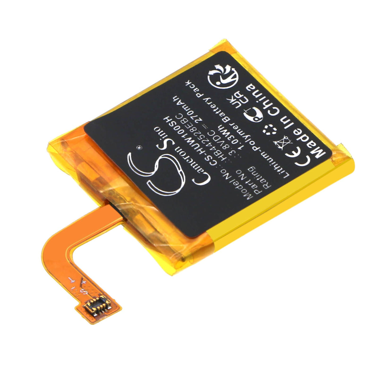 3.8V, Li-Polymer, 300mAh Smartwatch Battery fits Huawei, Watch 1, 1.14Wh Smartwatch Cameron Sino Technology Limited