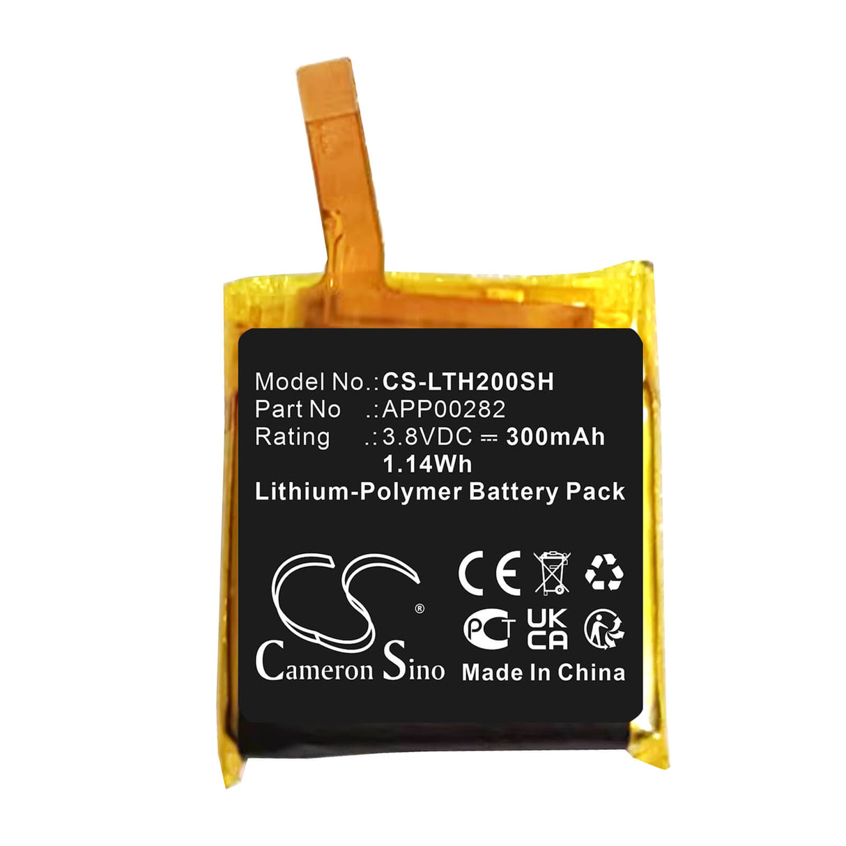 3.8v, Li-polymer, 300mah, Smartwatch Battery Fits Louis Vuitton Tambour Horizon 2, 1.14wh Smartwatch Cameron Sino Technology Limited