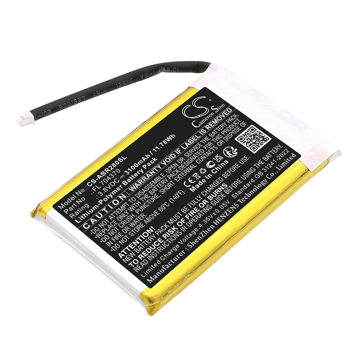 3.8V, Li-Polymer, 3100mAh, batterie de console de jeu adaptée à Anbernic, Pocket Rg28xx, 11.78Wh Console de jeu Cameron Sino Technology Limited