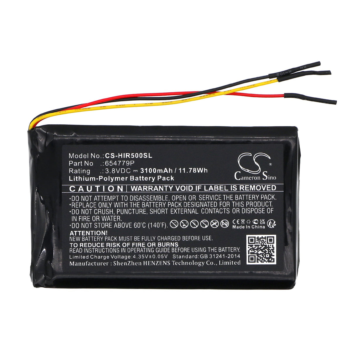 3.8V, Li-Polymer, 3100mAh, Media Player battery fits Hiby, 654779p, R5, R5 Hi-res Portable Android Mus, 11.78Wh Media Player Cameron Sino Technology Limited