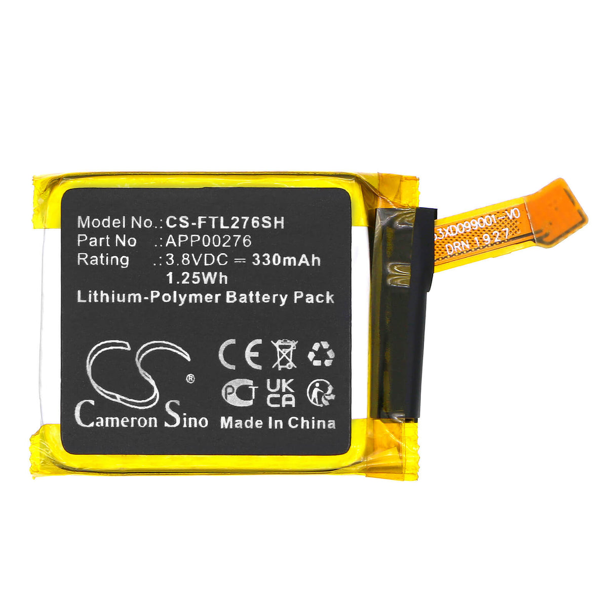 3.8v, Li-polymer, 330mah, Smartwatch Battery Fits Fossil App00276, 1.25wh Smartwatch Cameron Sino Technology Limited