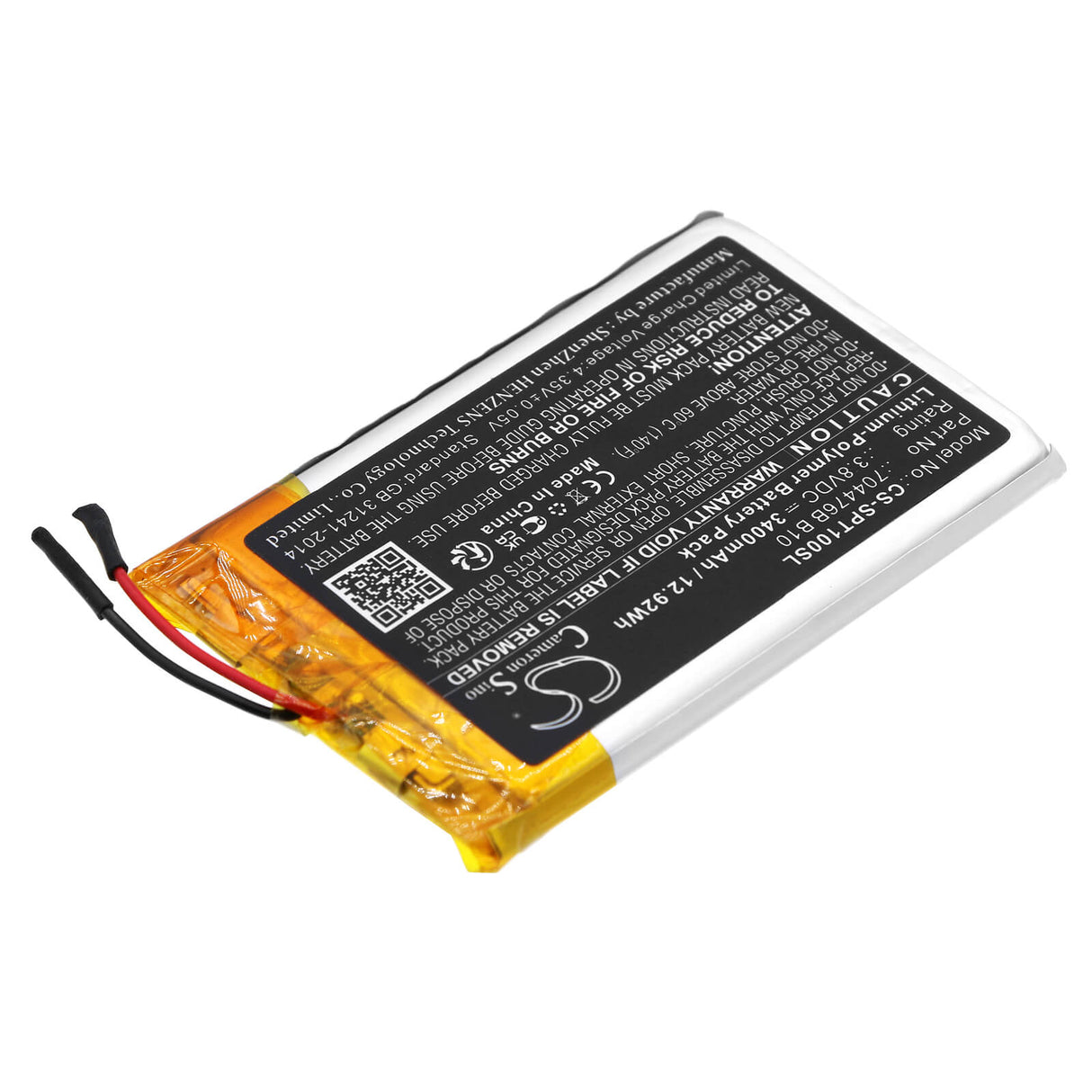 3,8V, Li-Polymer, 3400mAh, batterie GPS compatible avec Spot, 704476b B10, Spot X, Spotxb, 12,92Wh GPS, Navigator Cameron Sino Technology Limited