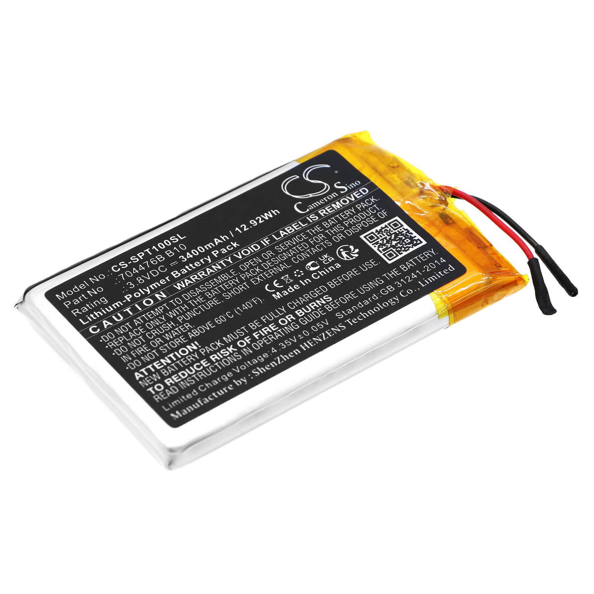 3,8V, Li-Polymer, 3400mAh, batterie GPS compatible avec Spot, 704476b B10, Spot X, Spotxb, 12,92Wh GPS, Navigator Cameron Sino Technology Limited